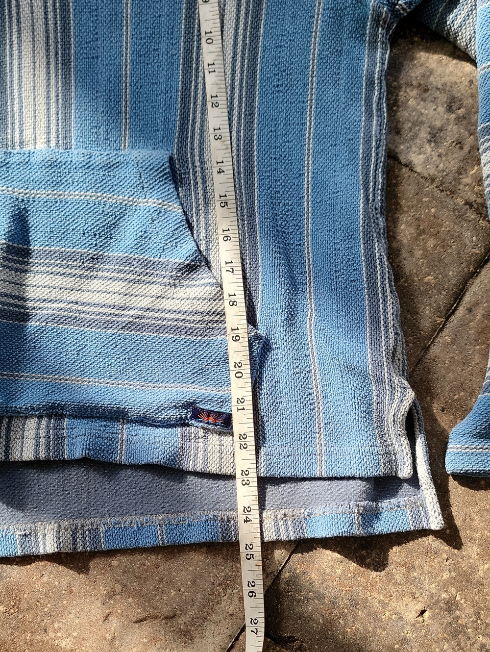 Faherty Terry Hooded Poncho Montauk Blue Serape Sz M - Picture 9 of 13